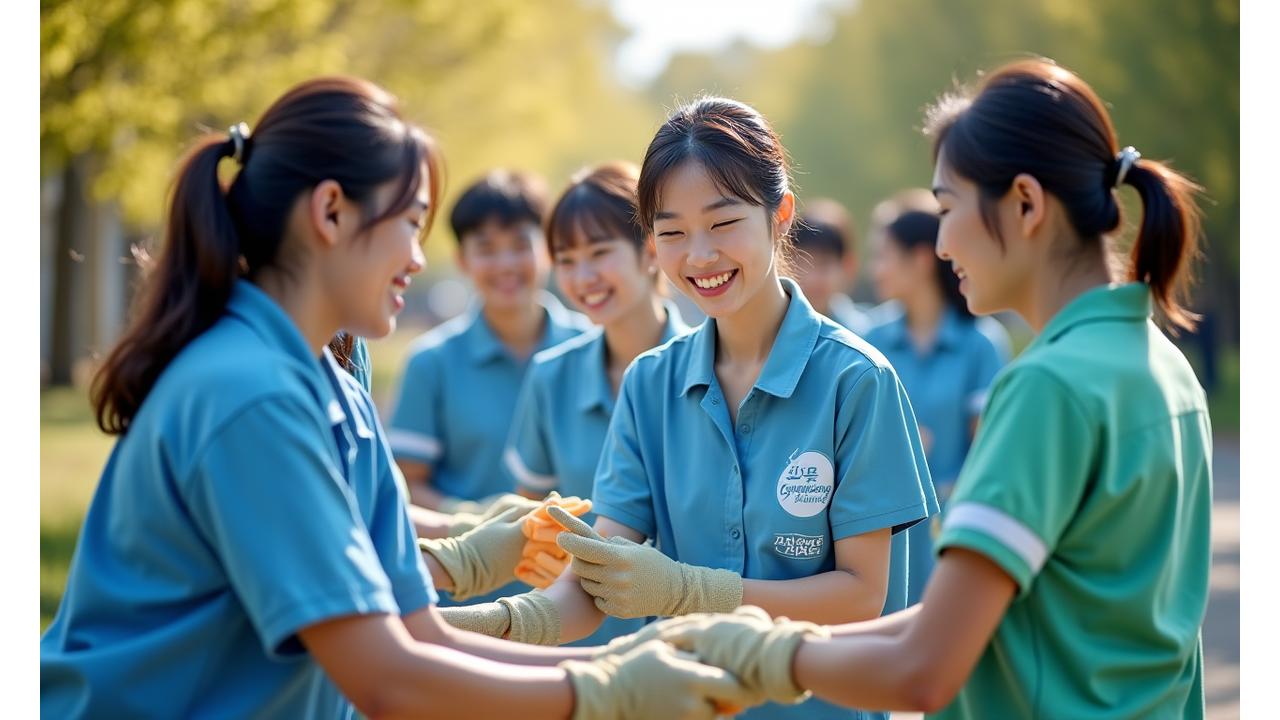 금성클린 직원들이 독거 어르신 가구에서 활짝 웃으며 청소 봉사를 하는 모습