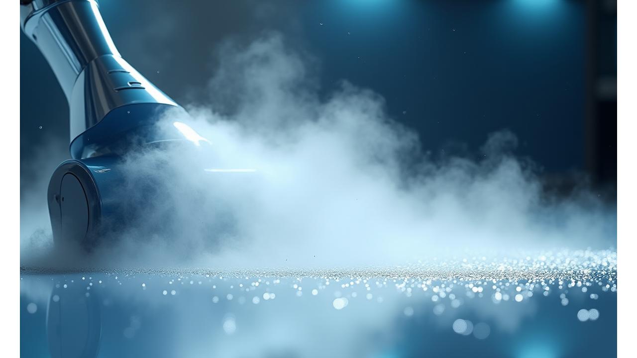 최신식 스팀 청소 장비가 작동하는 모습