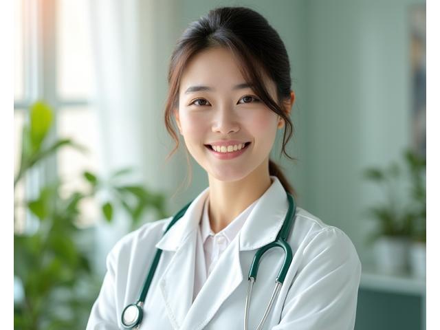 의사 복장을 한 전문가가 친환경 청소의 건강 이점을 설명하는 모습