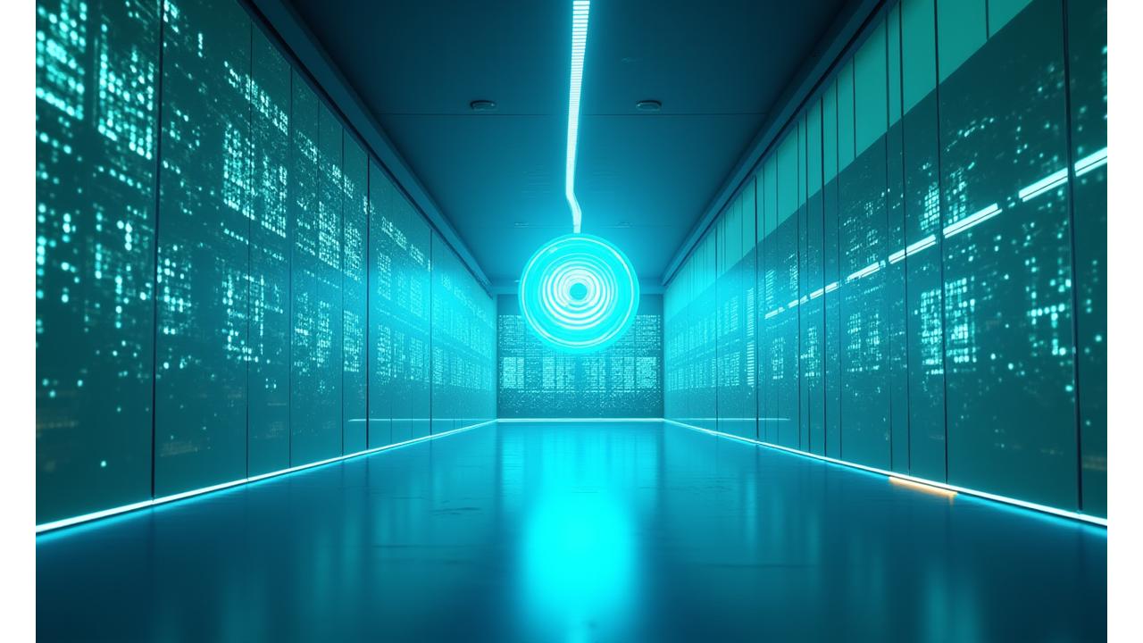 첨단 기술의 결정체인 IoT 센서들과 AI 알고리즘이 시각화된 미래 지향적인 스마트 방역 솔루션의 고해상도 이미지