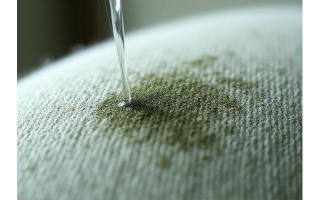 곰팡이로 오염된 패브릭을 제거하는 모습