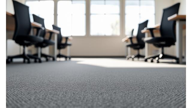 사무실 카펫이 깨끗하게 정기 관리된 모습