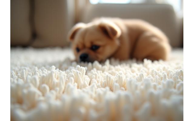 소파에서 애완동물 털과 냄새를 제거하는 모습