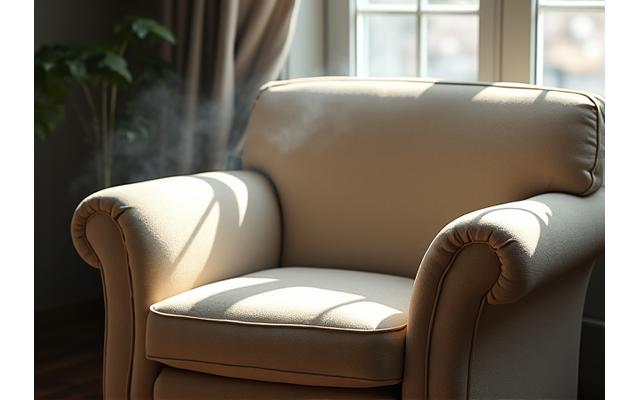 패브릭에 밴 담배 냄새를 제거하는 모습