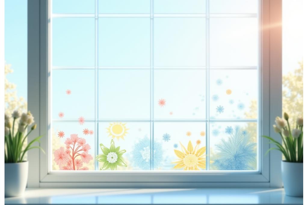 사계절 변화에 따른 유리창 청소 달력 이미지